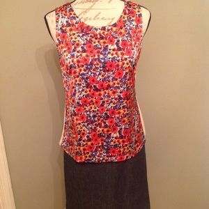 Ann Taylor floral shell satin and cotton Lg P $15